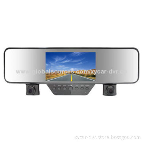 New HD 720P Dual-lens Rear-view Mirror DVR Camera/Car Black Box with GPS/Bluetooth/IR Remote Control